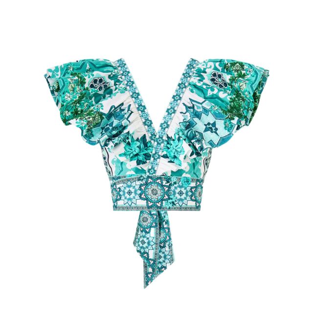 Camilla Γυναικεία Μπλούζα Ruffle Wrap Top-Balearic Bebe 00040755