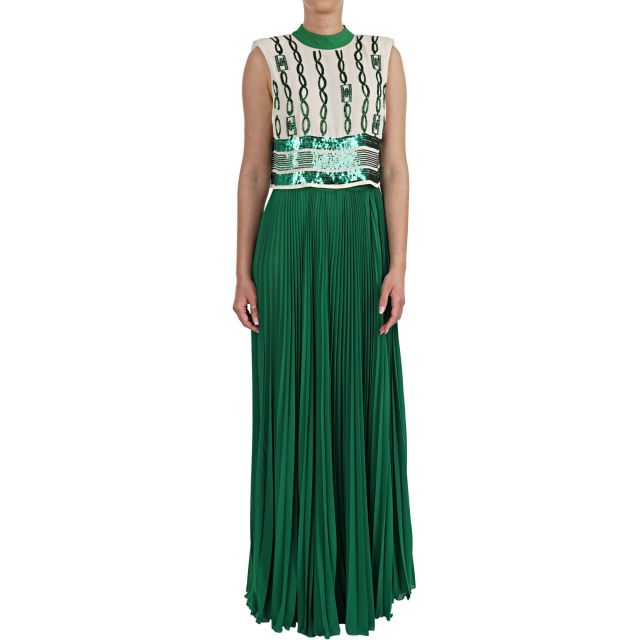 ELISABETTA FRANCHI PLEATED LONG DRESS  AB22601E2
