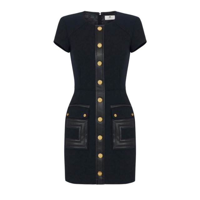 Elisabetta Franchi Γυναικείο Φόρεμα Dress In Double-Layer Wth Logo Details AB81957E2
