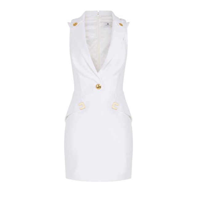 Elisabetta Franchi Γυναικείο Φόρεμα Mini Dress In Double Layer With Logo Details AB92461E2