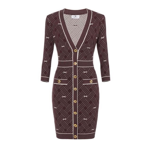 Elisabetta Franchi Γυναικείο Φόρεμα Dress In Diamond-Shaped Jacquard Knit Fabric AM19Q61E2 - 742143