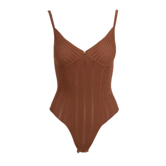 Elisabetta Franchi Γυναικείο Κορμάκι Knit Openwork Bodysuit BK85B62E2 - 754428
