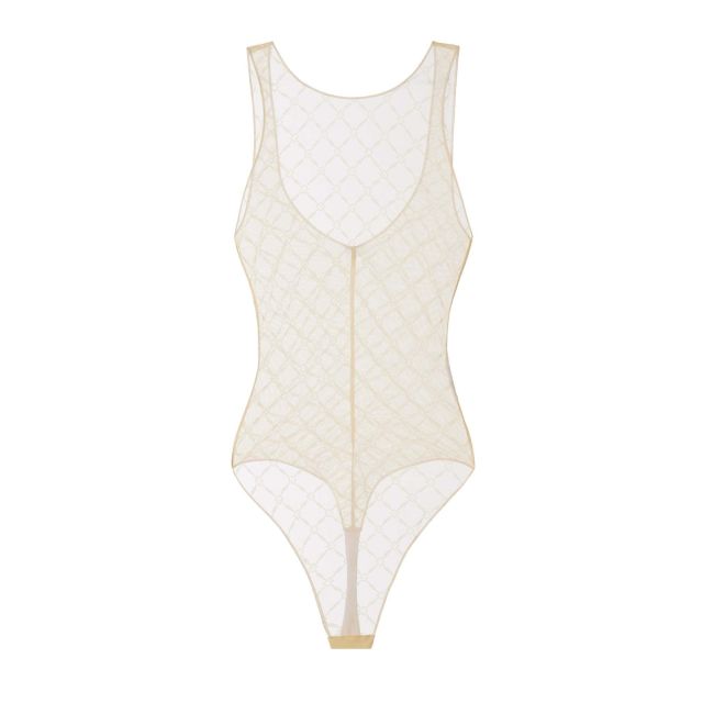 Elisabetta Franchi Γυναικείο Κορμάκι Bodysuit In Jacquard Tulle Fabric BO02051E2