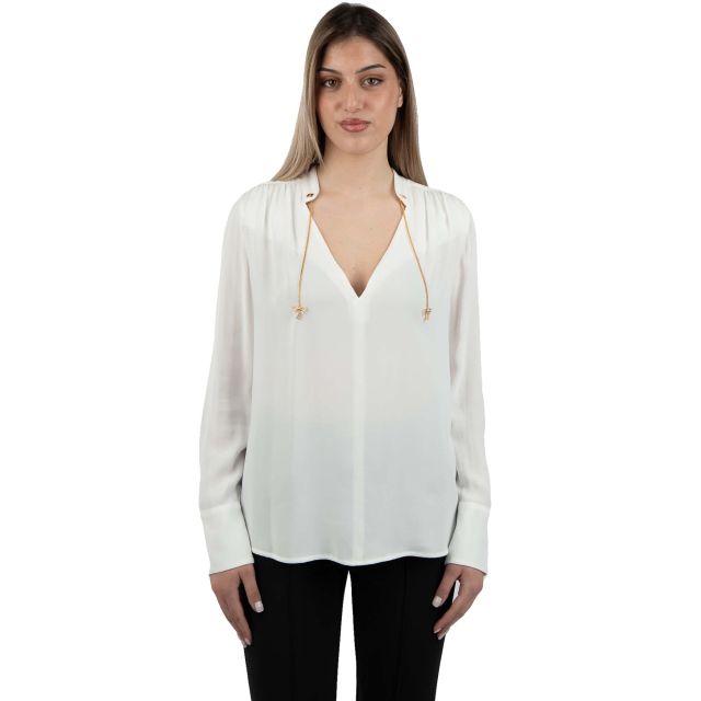 Elisabetta Franchi Γυναικεία Μπλούζα Blouse In Georgette Fabric With Charms And Logo CA08051E2