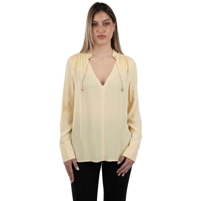 Elisabetta Franchi Γυναικεία Μπλούζα Blouse In Georgette Fabric With Charms And Logo CA08051E2