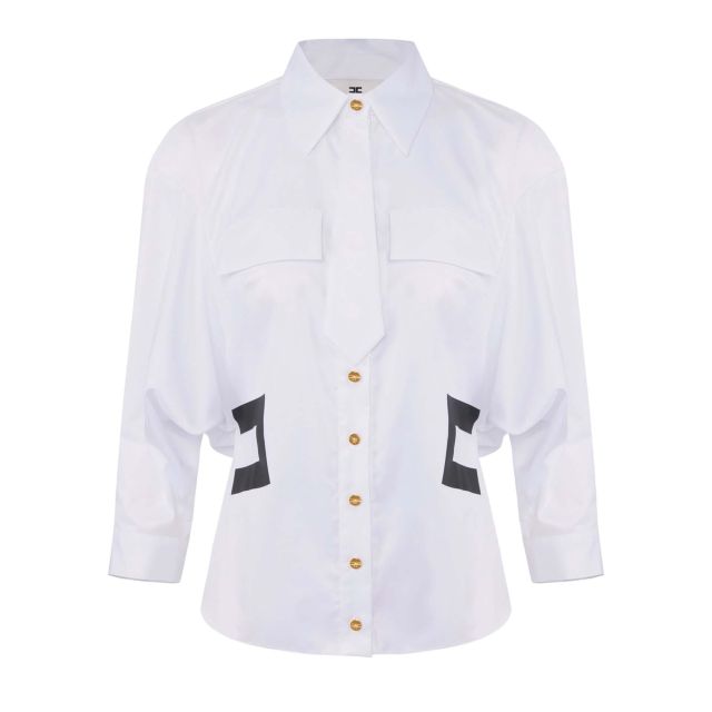Elisabetta Franchi Γυναικείο Πουκάμισο Cotton Shirt With Small Tie CA15561E2
