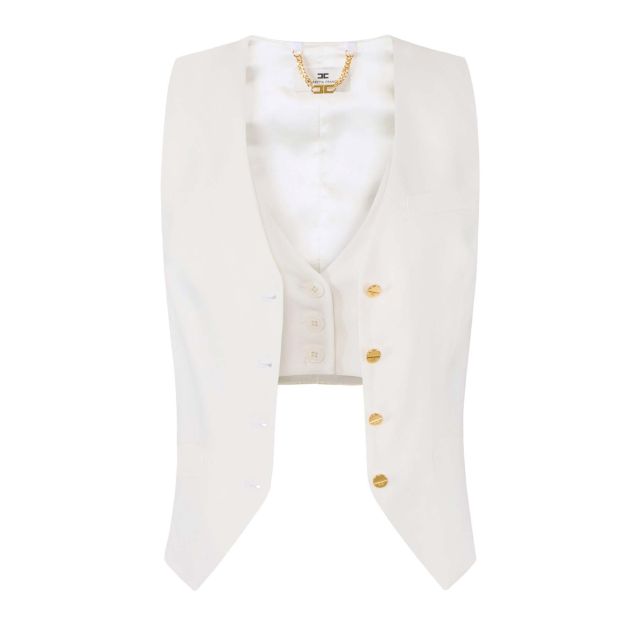 Elisabetta Franchi Linen-blend and crepe waistcoat GL00862E2 - 758192