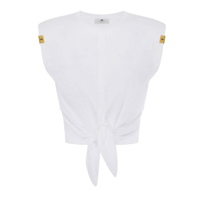 Elisabetta Franchi Γυναικεία Μπλούζα Jersey T-Shirt With Knot MA01161E2