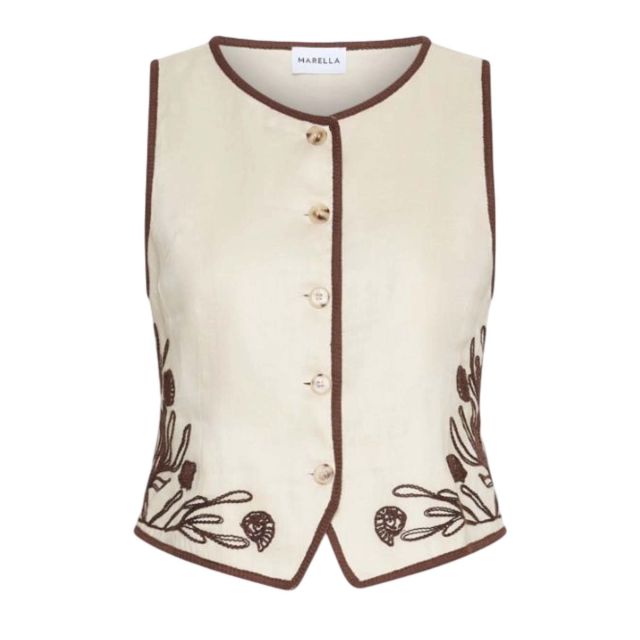 Marella Embroidered Linen Gilet Mllaerovia 2613151012 - 759011