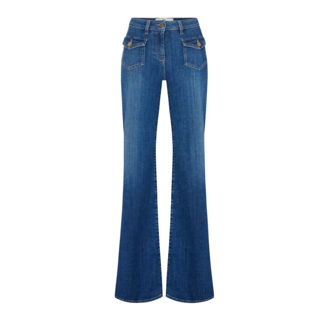 Elisabetta Franchi Γυναικείο Τζιν Παντελόνι Bell-Bottom Jeans With Small Pockets PJ18N66E2