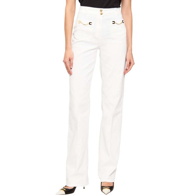 Elisabetta Franchi Γυναικείο Τζιν Παντελόνι Chain Detailed Jeans PJ25D61E2 - 739074