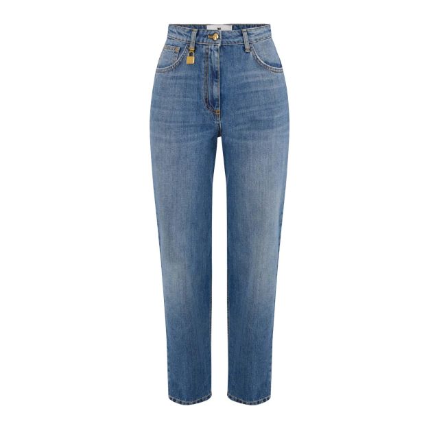 Elisabetta Franchi Γυναικείο Τζιν Παντελόνι Balloon Jeans With Jewelled Padlock PJ27D61E2