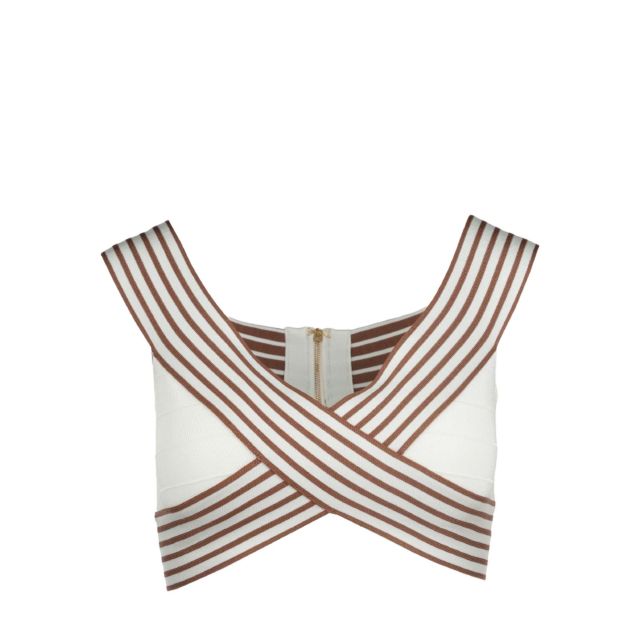 Elisabetta Franchi Knit Fabric Top With Striped Bands TK44S61E2