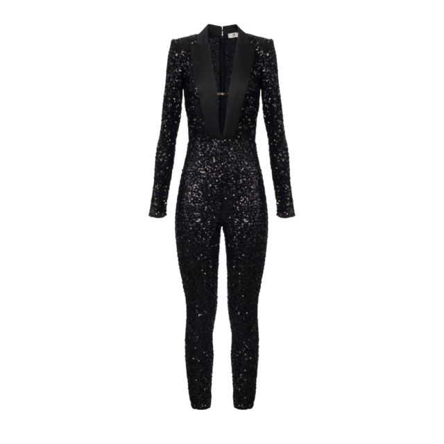 Elisabetta Franchi Red Carpet Full Sequin Jumpsuit TU05856E2