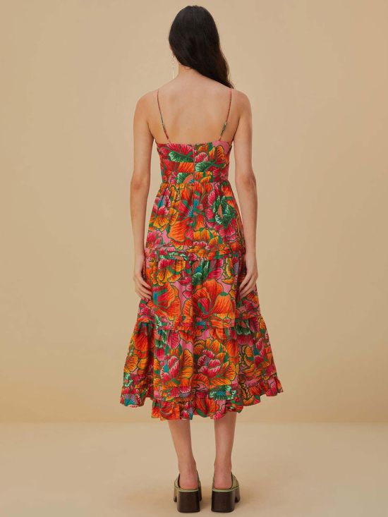 Farm Rio Γυναικείο Φόρεμα Main Beaded Spring Pink Sleeveless Maxi Dress 317744