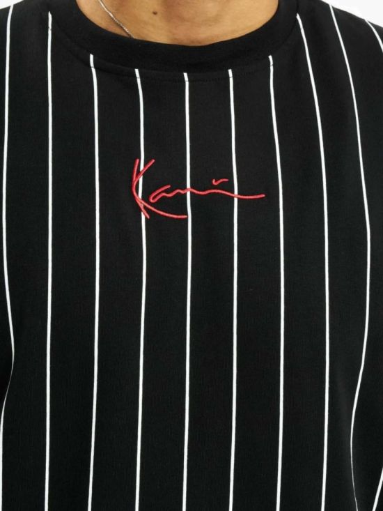 Karl Kani Ανδρική Μπλούζα Small Signature Pinstripe Black/White KKMQ32063BLK
