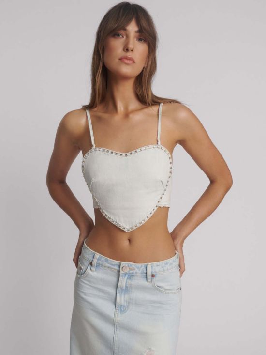 One Teaspoon Γυναικεία Μπλούζα Denim Heart Backless Crop Top 26869