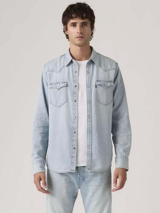 Levi's Ανδρικό Πουκάμισο Barstow Western Standard Med Indigo - Worn In 85744-0118