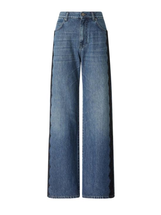 Pinko Γυναικείο Τζιν Παντελόνι Wanda Wide Leg Soft Blue Denim 101733A3G8 - 777813