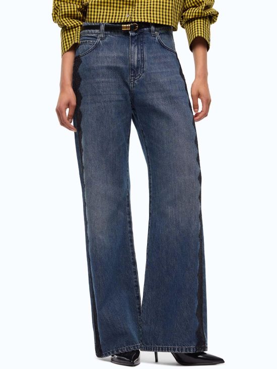 Pinko Γυναικείο Τζιν Παντελόνι Wanda Wide Leg Soft Blue Denim 101733A3G8 - 777813