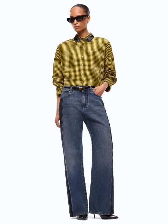 Pinko Γυναικείο Τζιν Παντελόνι Wanda Wide Leg Soft Blue Denim 101733A3G8 - 777813
