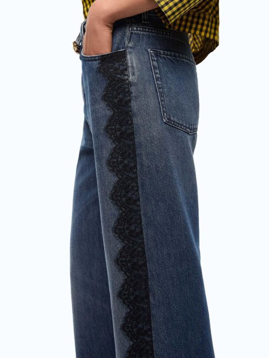 Pinko Γυναικείο Τζιν Παντελόνι Wanda Wide Leg Soft Blue Denim 101733A3G8 - 777813
