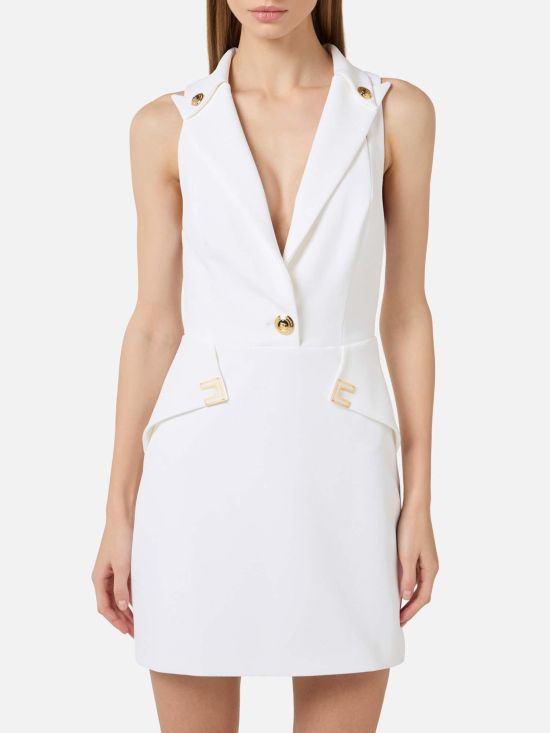 Elisabetta Franchi Γυναικείο Φόρεμα Mini Dress In Double Layer With Logo Details AB92461E2