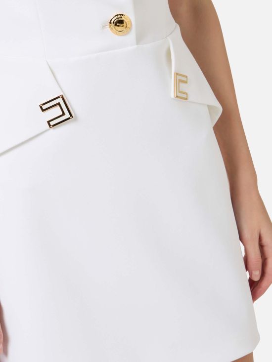 Elisabetta Franchi Γυναικείο Φόρεμα Mini Dress In Double Layer With Logo Details AB92461E2