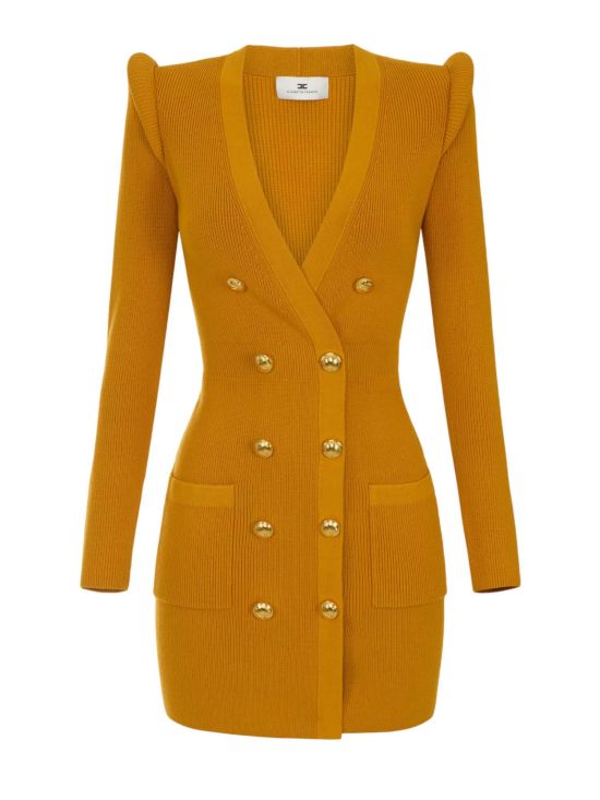 Elisabetta Franchi Γυναικείο Φόρεμα Mini Dress In Knit Fabric With 3D Details AM13S66E2 - 777693