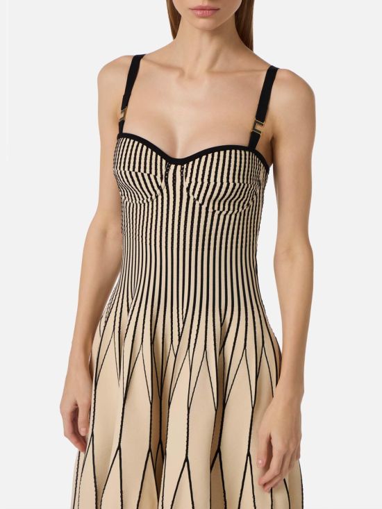 Elisabetta Franchi Γυναικείο Φόρεμα Dress In Two-Colour Knit Fabric AM27S62E2