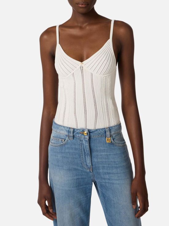 Elisabetta Franchi Γυναικείο Κορμάκι Knit Openwork Bodysuit BK85B62E2
