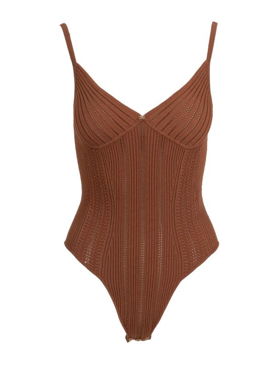 Elisabetta Franchi Γυναικείο Κορμάκι Knit Openwork Bodysuit BK85B62E2 - 754428