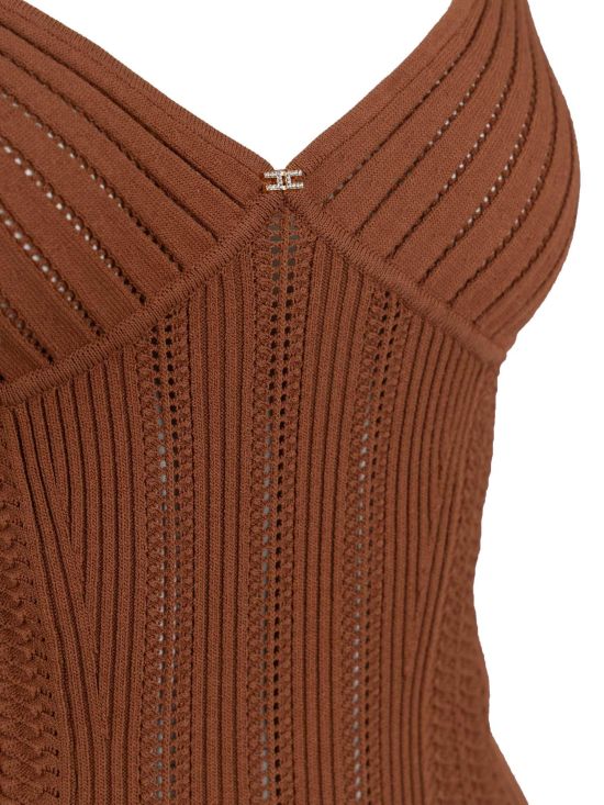 Elisabetta Franchi Γυναικείο Κορμάκι Knit Openwork Bodysuit BK85B62E2 - 754428