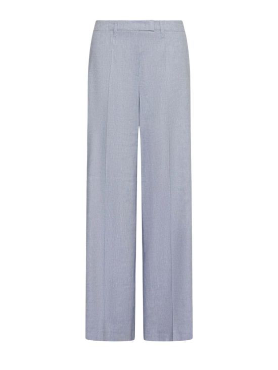 Marella Γυναικείο Παντελόνι Herringbone linen and viscose palazzo trousers Mllodino 26131311212