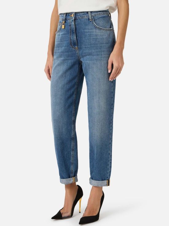 Elisabetta Franchi Γυναικείο Τζιν Παντελόνι Balloon Jeans With Jewelled Padlock PJ27D61E2
