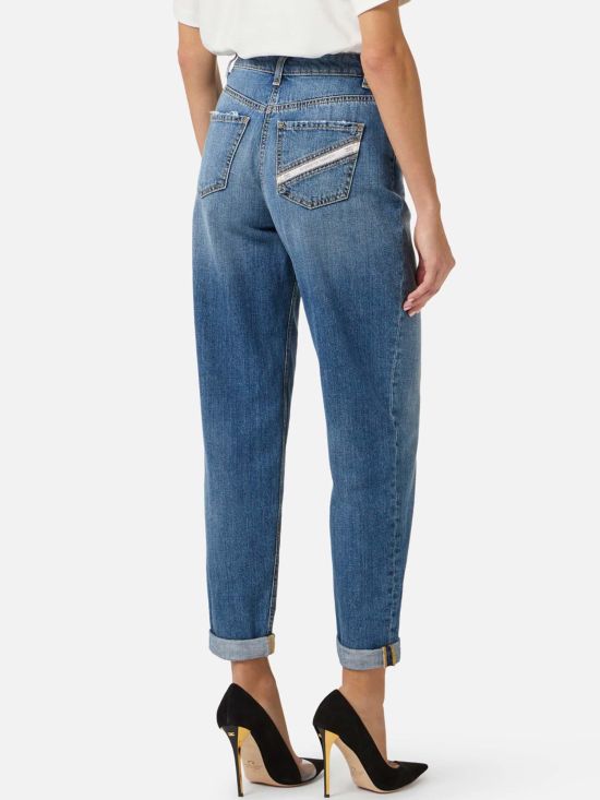 Elisabetta Franchi Γυναικείο Τζιν Παντελόνι Balloon Jeans With Jewelled Padlock PJ27D61E2