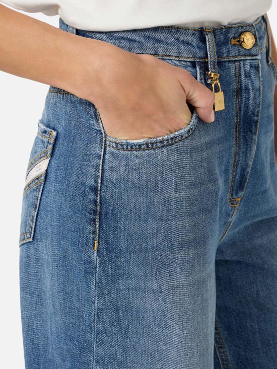 Elisabetta Franchi Γυναικείο Τζιν Παντελόνι Balloon Jeans With Jewelled Padlock PJ27D61E2